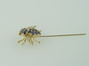 14KT Y/G Sapphire Bee 1.30ct Diamonds 0.05ct Stick Pin
