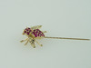 14KT Y/G Ruby Bee 1.10ct-Diamond 0.05ct Stick Pin