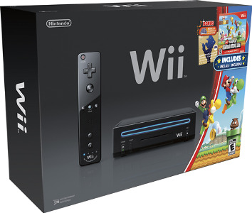 Nintendo Nintendo Wii Console (Black) with New Super Mario Bros. Wii Game and Music CD