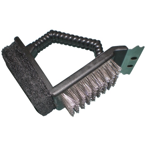 2-Way Grill Brush Stainless Steel Bristles with Scraper 77350