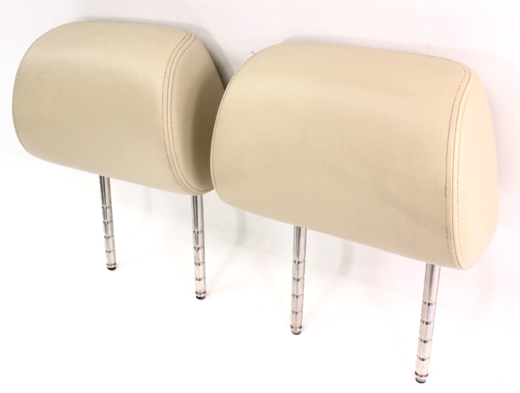 Rear Back Seat Head Rests 0410 VW New Beetle Beige Leather Headrests