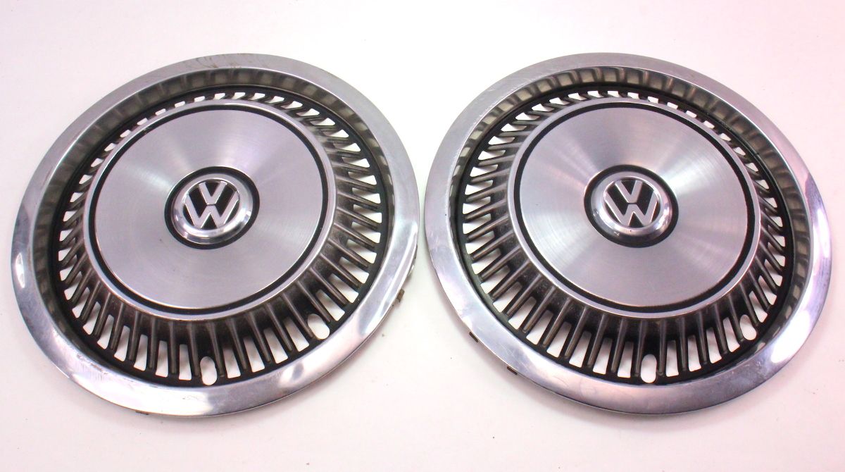 2x Genuine VW Metal 13" Hub Cap Wheel Covers VW Jetta Golf GTI Rabbit