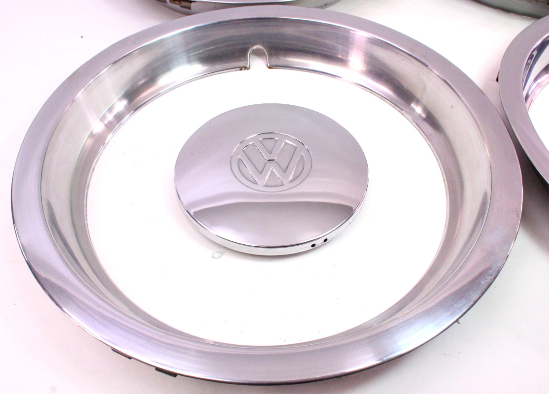 Chrome Wheel Center Hub Caps Hubcap Set & Beauty Rings 7584 VW Rabbit