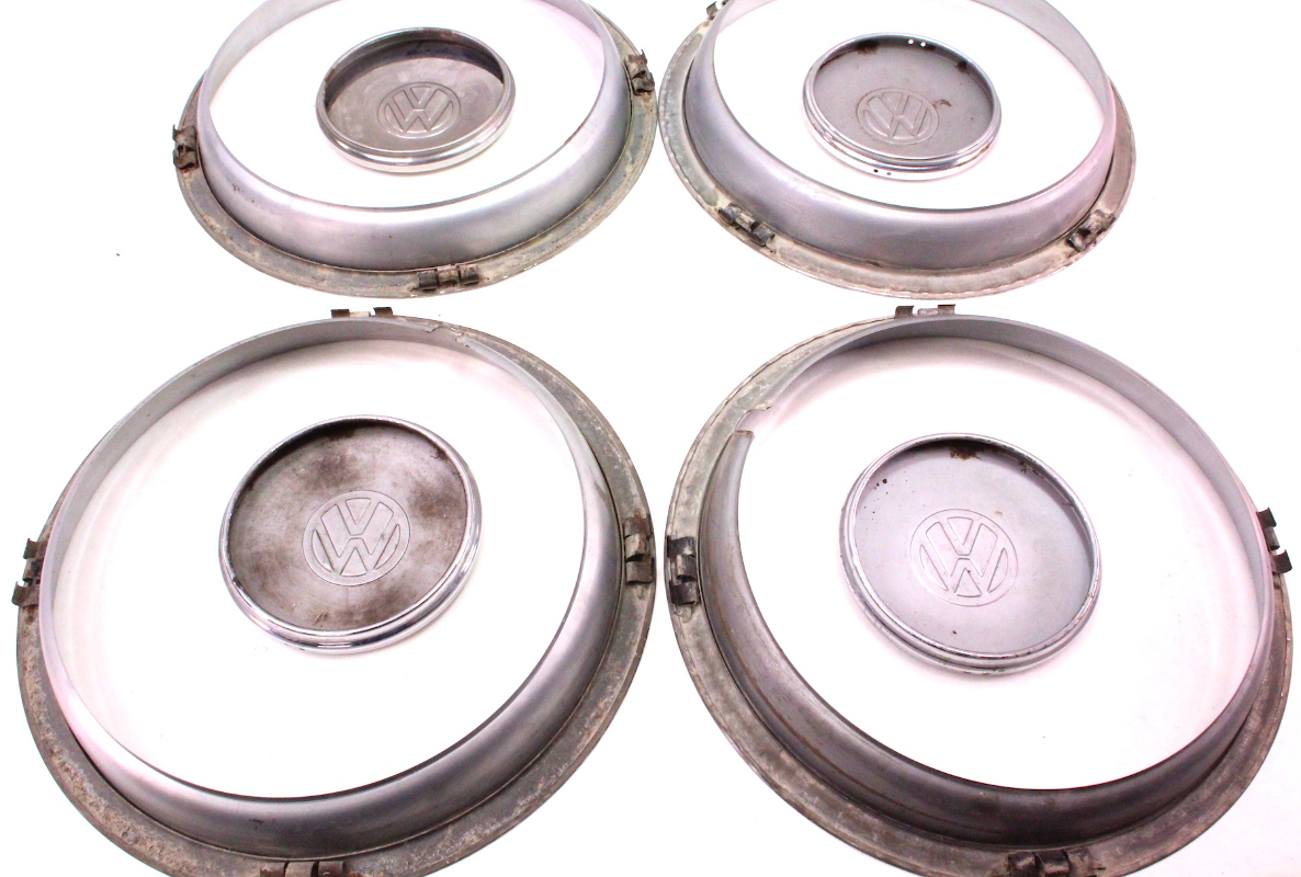Chrome Wheel Center Hub Caps Hubcap Set & Beauty Rings 7584 VW Rabbit