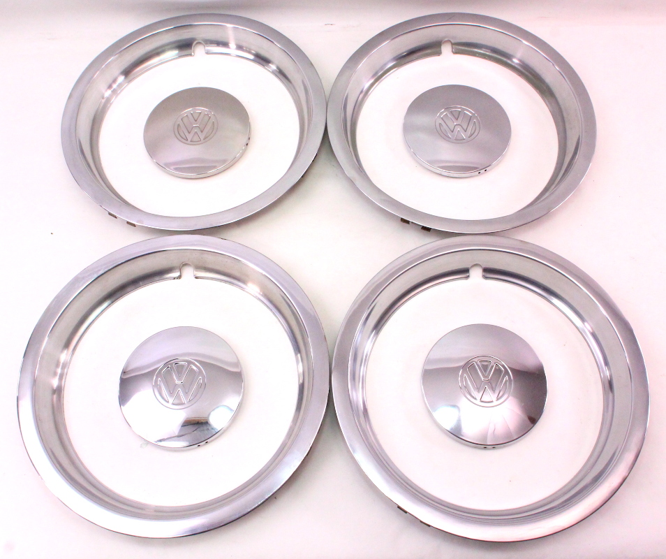 Chrome Wheel Center Hub Caps Hubcap Set & Beauty Rings 7584 VW Rabbit