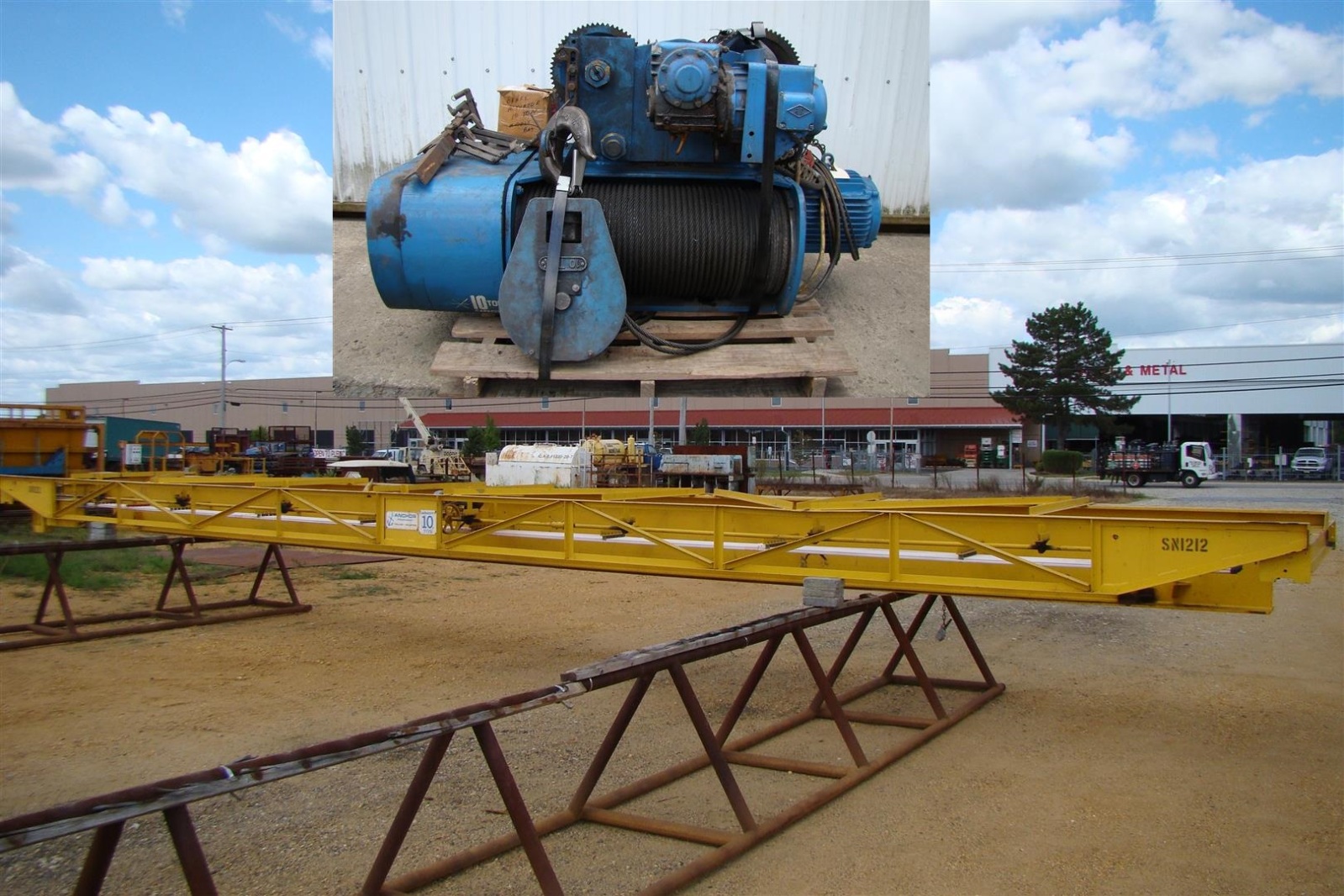 Anchor 10 TON Bridge Crane 45' Top Running & ShawBox 460v 3PH Overhead