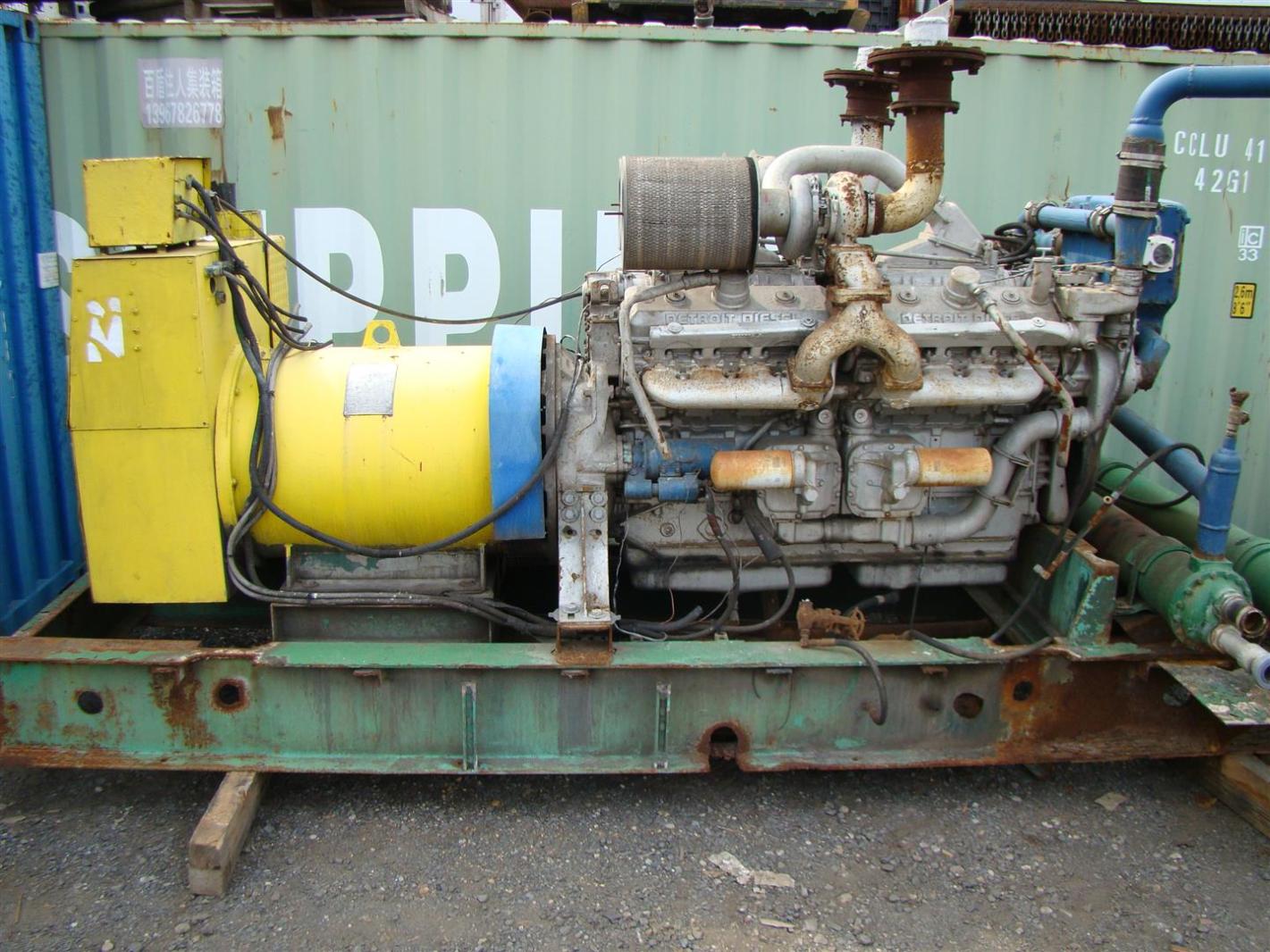 Detroit Diesel 16v92TA Turbo 750kw Marathon AC Generator Skid Mount