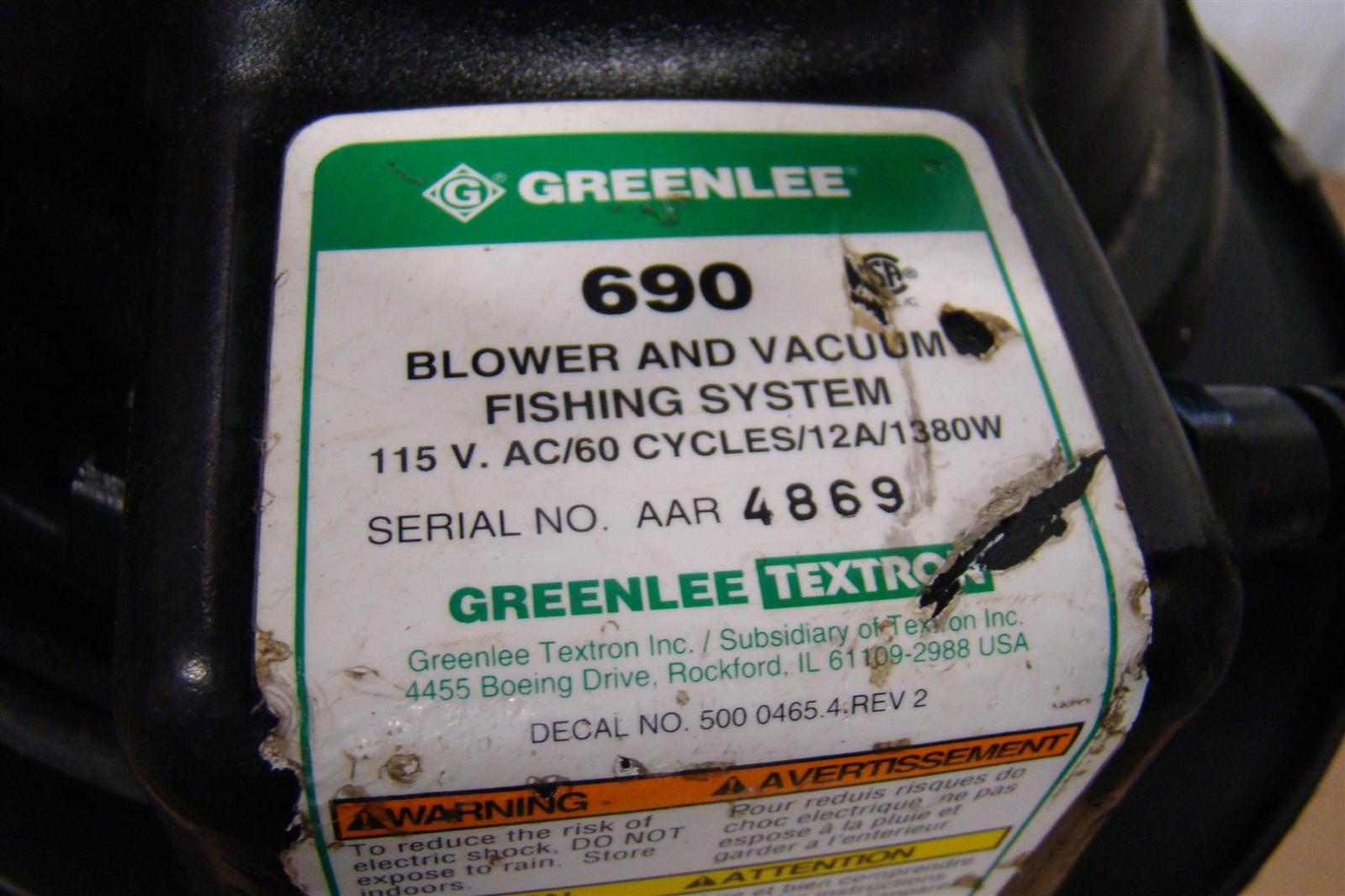 Greenlee Blower and Vacuum Fishing System 115V 12A 1380W 4869 690 eBay