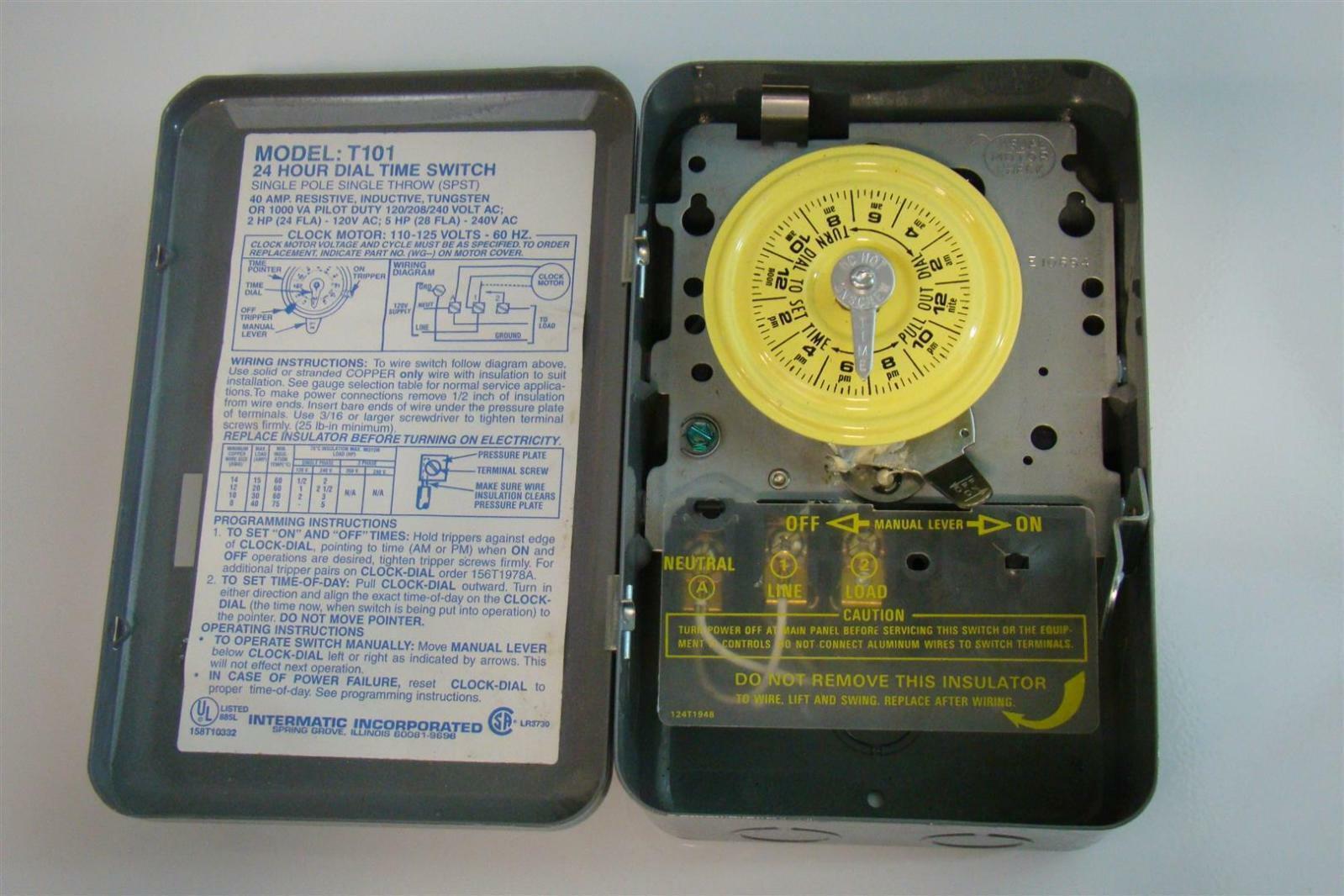 Intermatic Time Switch Single Pole Single Throw 40Amp 2HP 120V Ac 5HP
