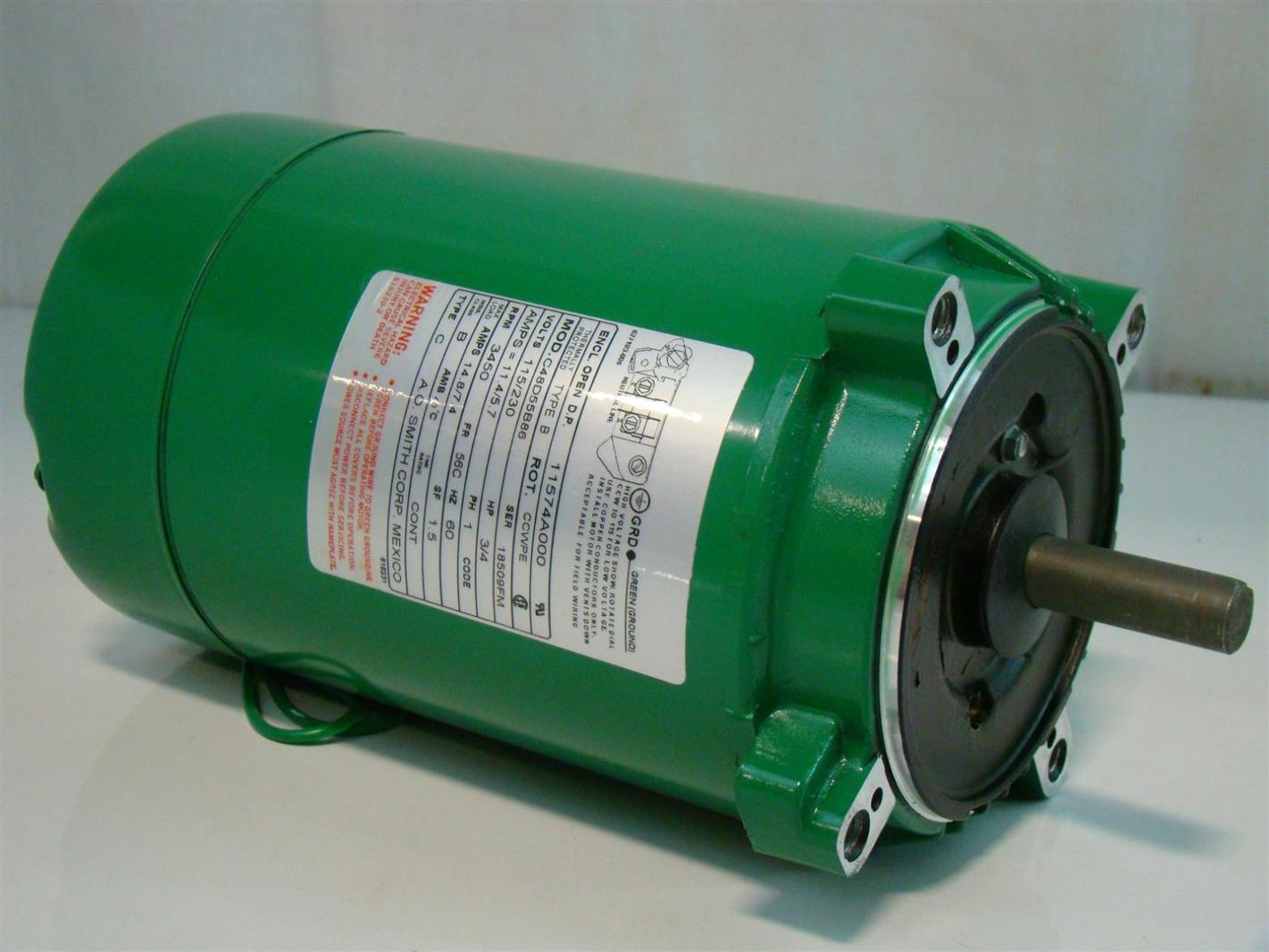 AO Smith 3/4HP Electric Motor 115/230V 3450 Rpm 11574A000 C48D55B86
