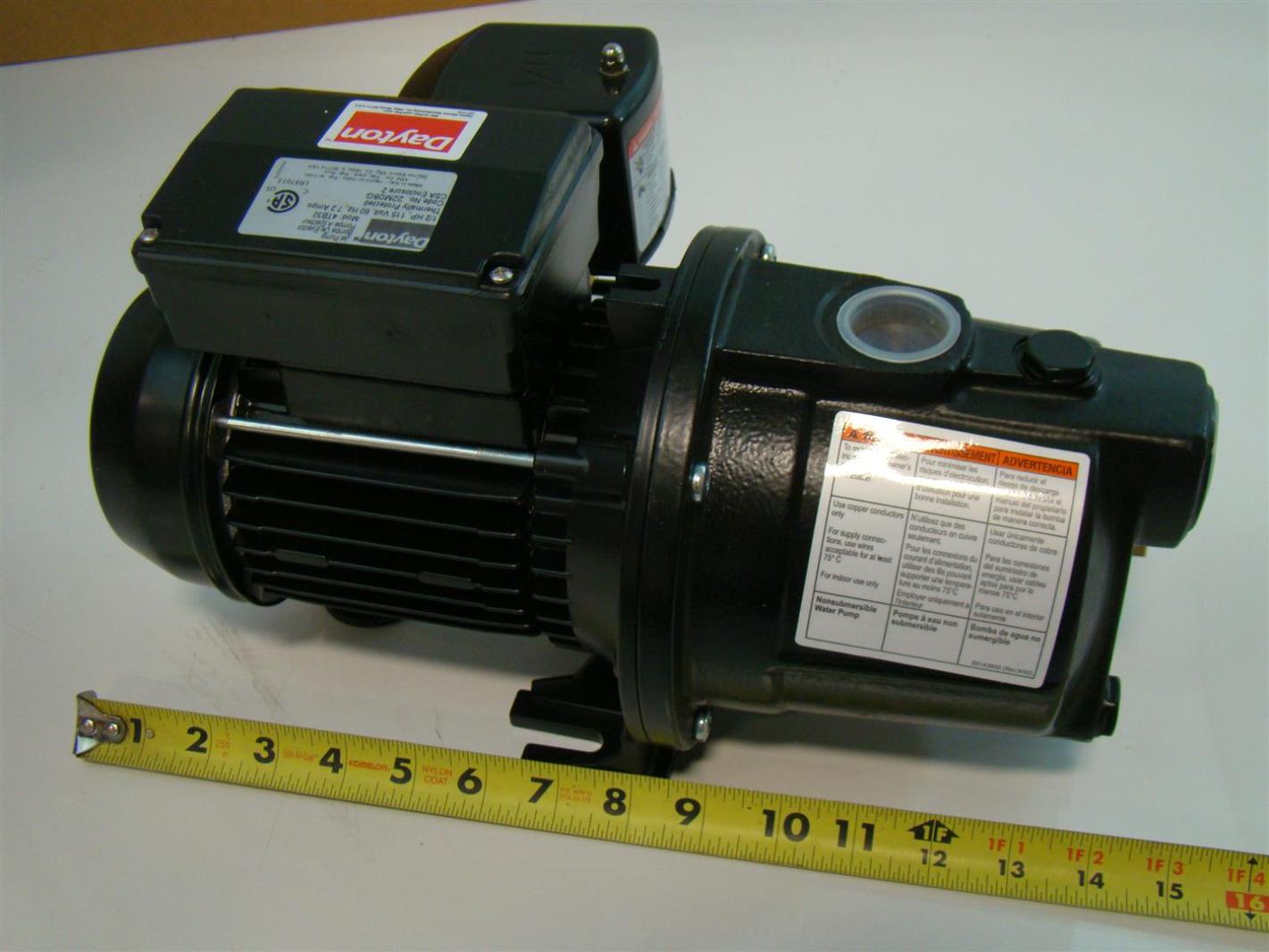 Dayton Shallow Well Jet Pump 1/2HP 115V 7.2Amps 4TB32 eBay