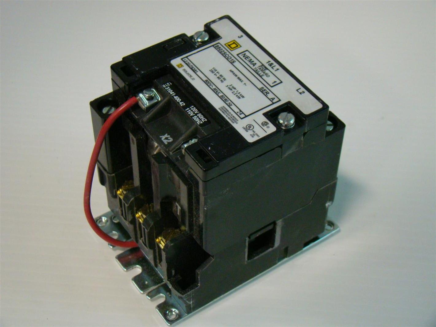 Square D Size 1 1 Phase Motor Starter 120v Coil 2HP/1.5kW 8502SC01V02S