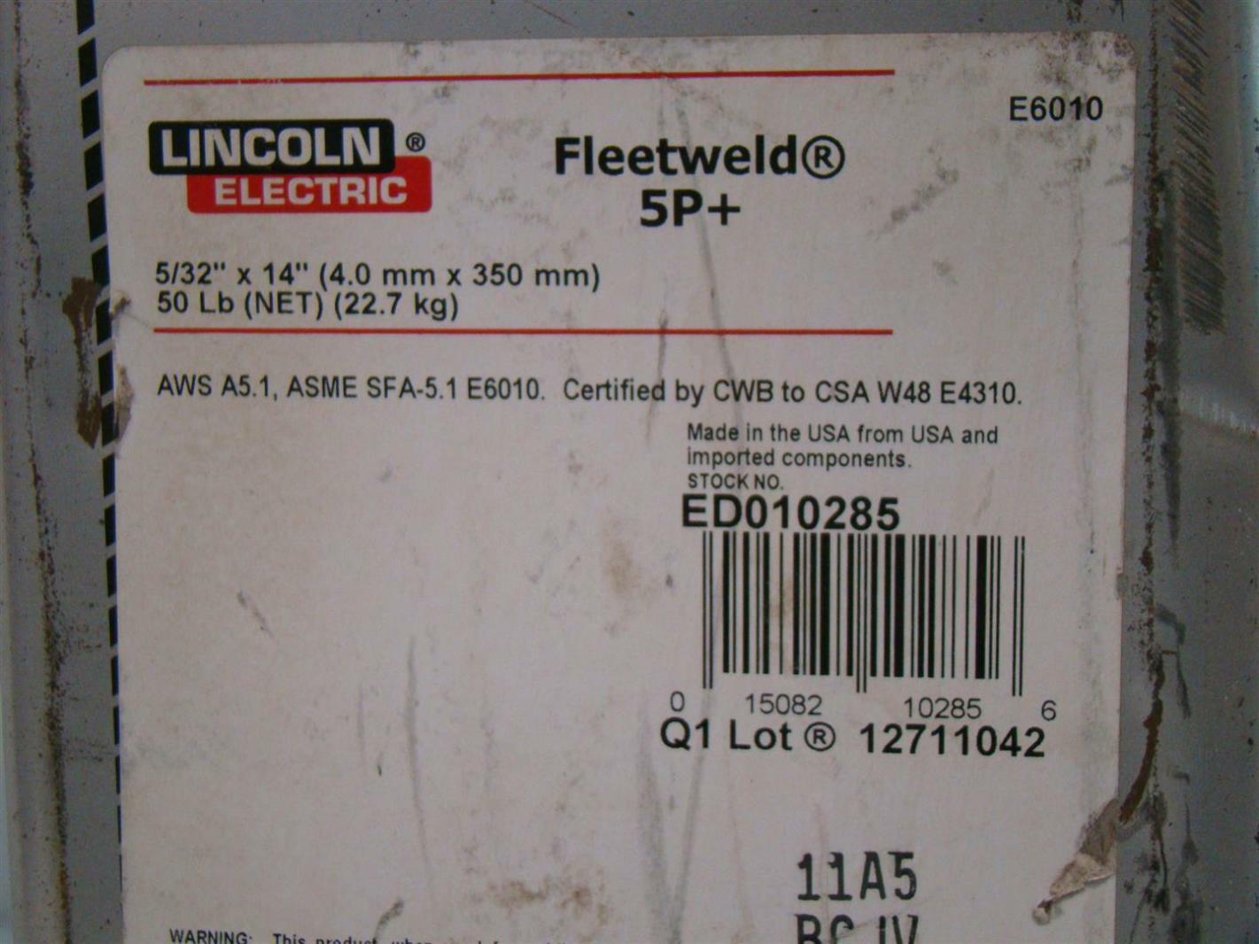 50 Can Lincoln Electric Fleetweld 5P+ 5/32"x14" Welding Rod Electrode