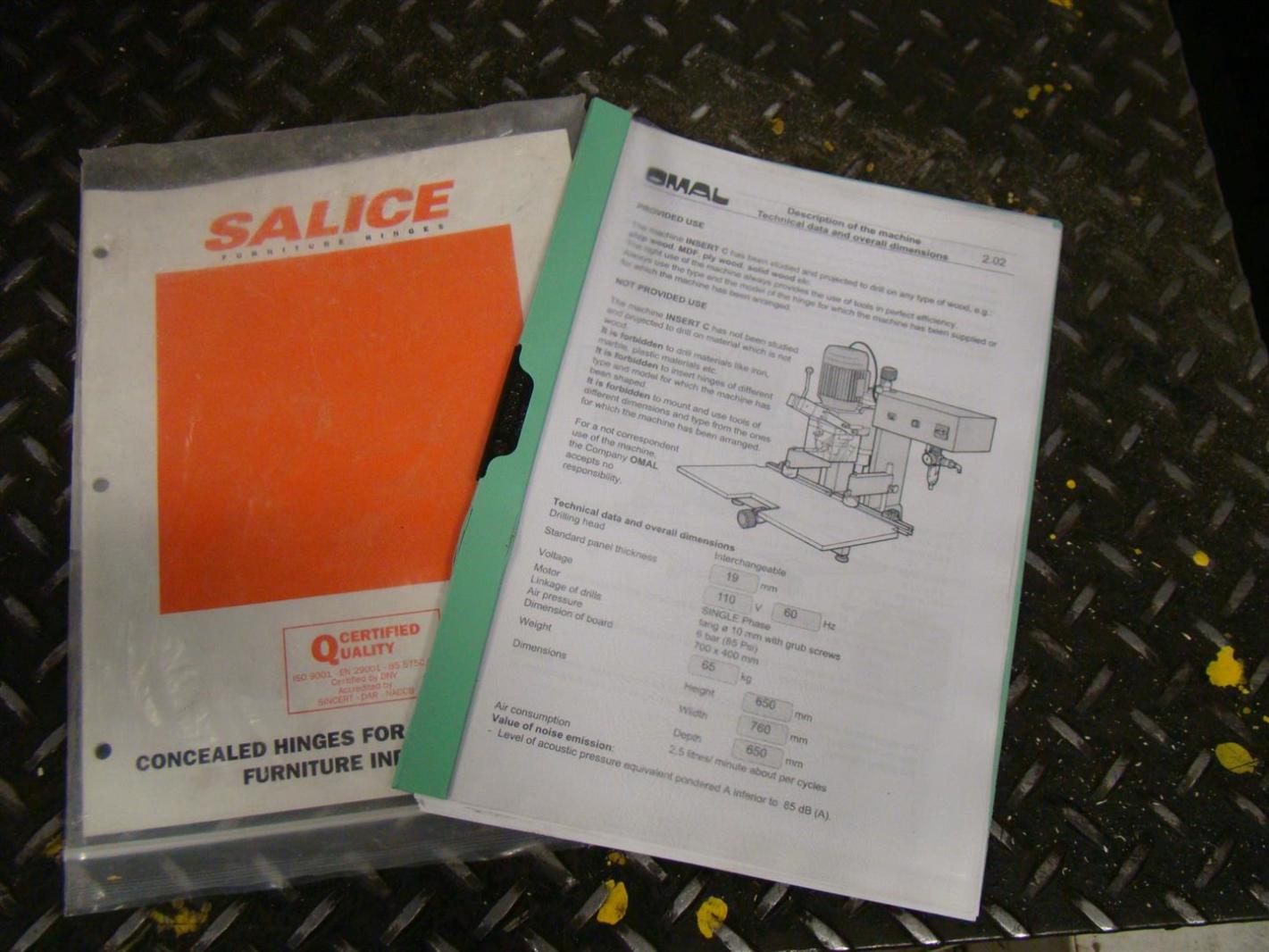 Omal Hinges BoringInserting Machine Insert C 65Kg. 220V 1PH 1,5Kw 6bar