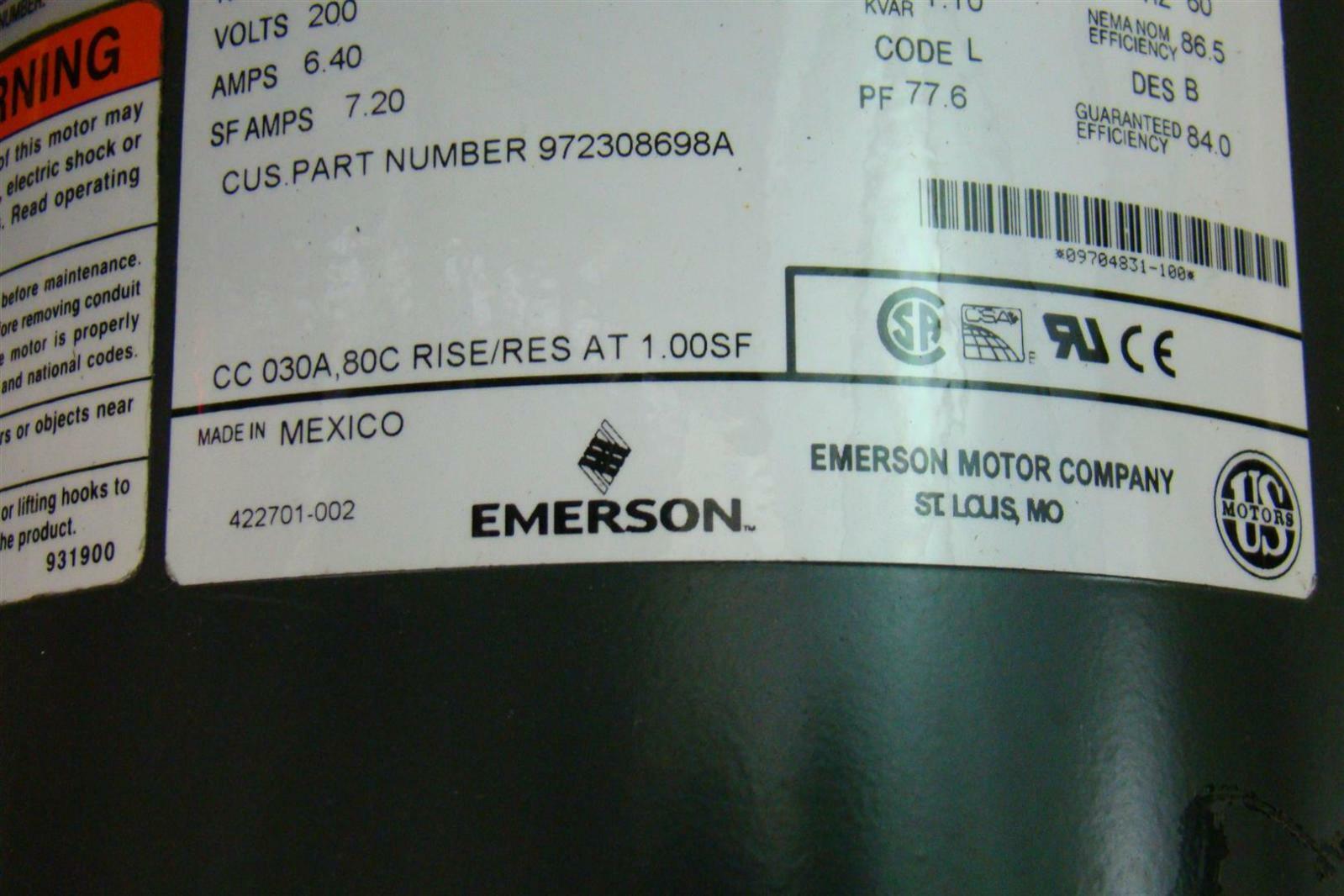 Emerson Electric Motor Model Numbers