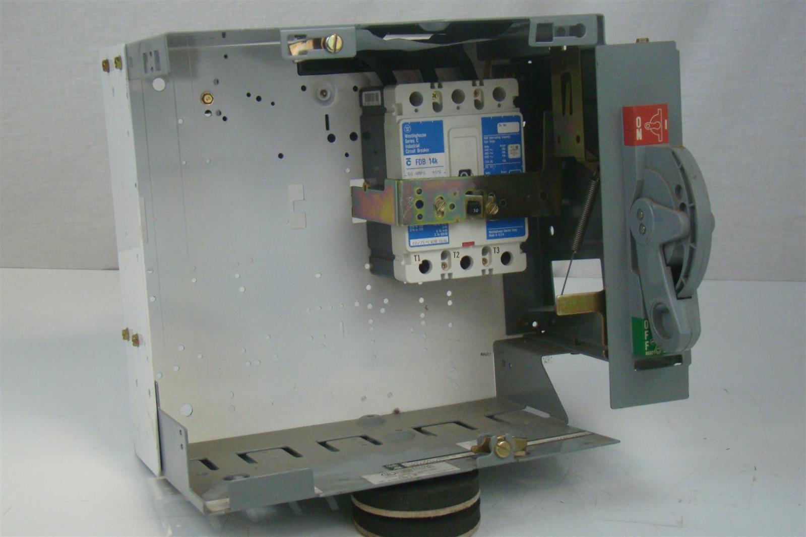 WESTINGHOUSE SERIES C INDUSTRIAL BREAKER IN BREAKER BOX 50 AMPS 3 POLE