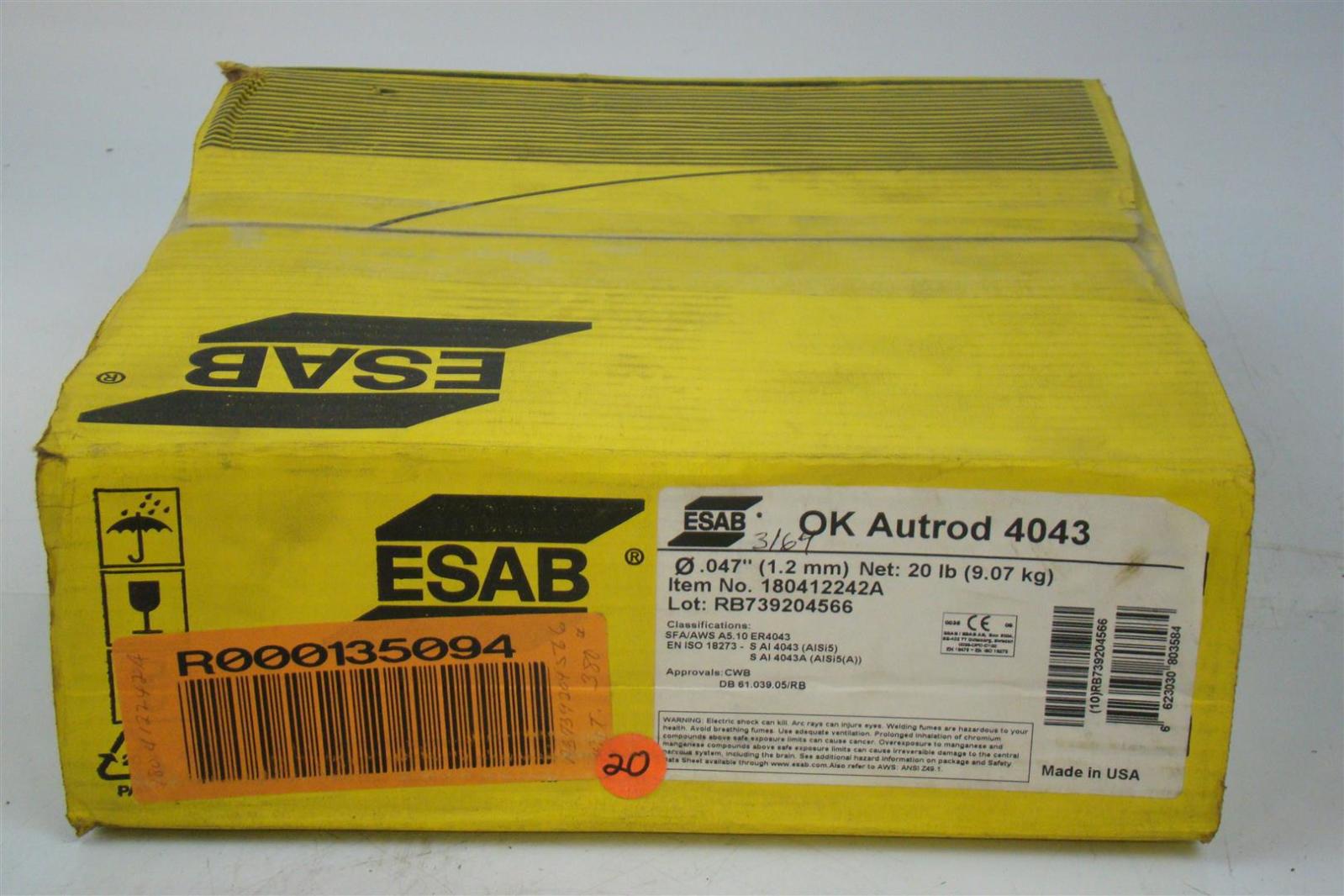 ESAB OK AUTROD 4043 WELDING WIRE .047"