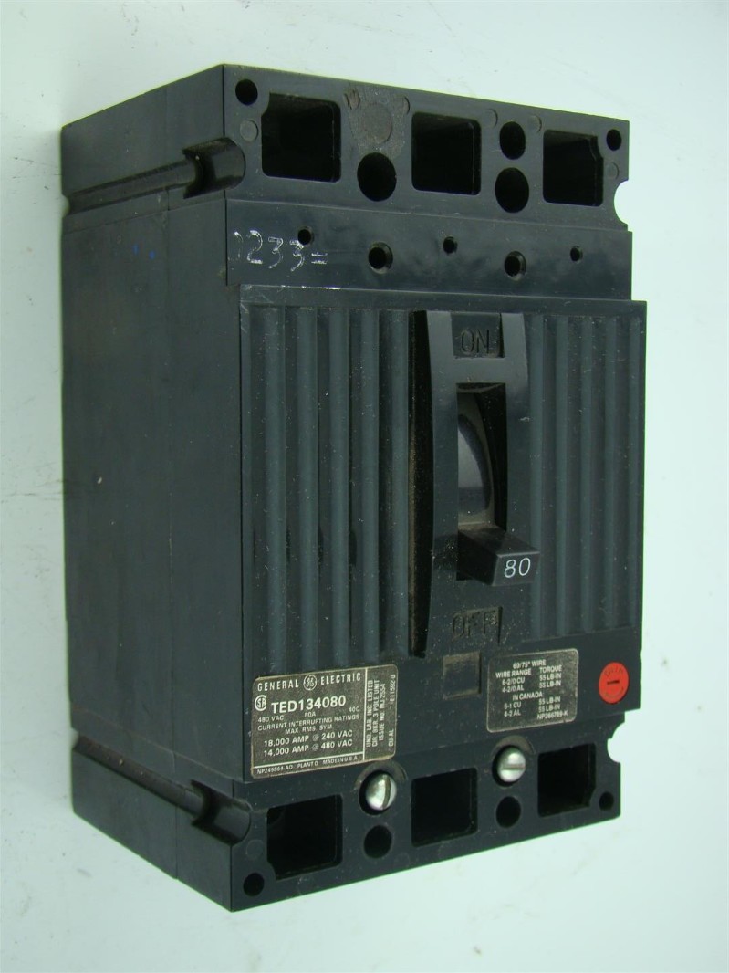 GE CIRCUIT BREAKER - 3 POLE 80 AMP TED134080 | eBay