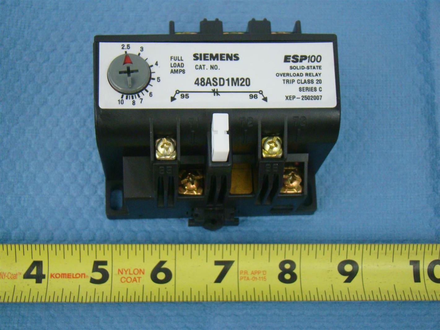 Siemens Solid State Overload Relay 1ph 2.510 amp range ESP100