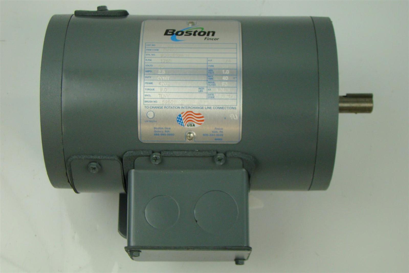 Boston Gear DC Electricric Motor 90V, 2.5A 1/4Hp, Shaft 1.25" X .5"Dia