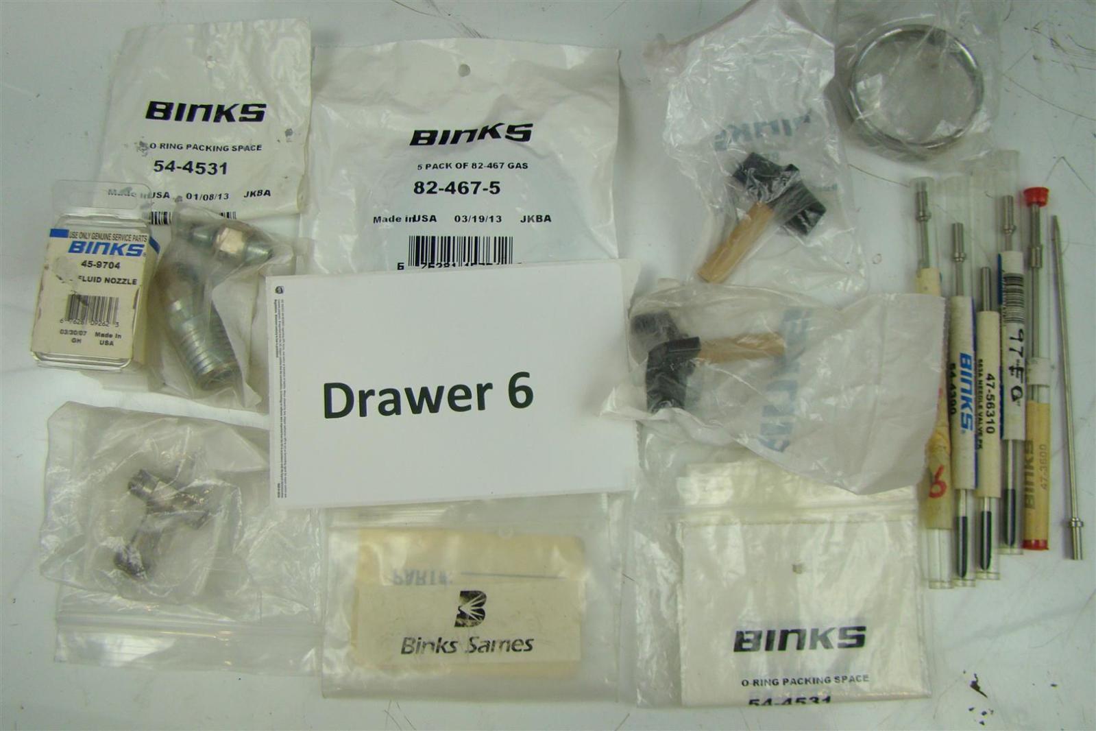 Binks Assortment Paint Gun Parts. Needle Assembly, Spreader Valves Etc