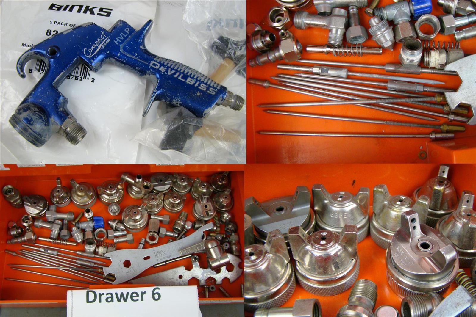 Binks Assortment Paint Gun Parts. Needle Assembly, Spreader Valves Etc