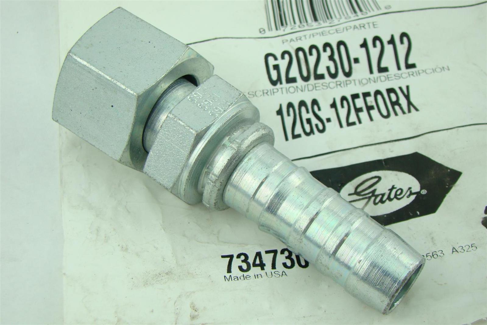 Gates Female FlatFace ORing Swivel Hydraulic Fittings 12GS12FForx