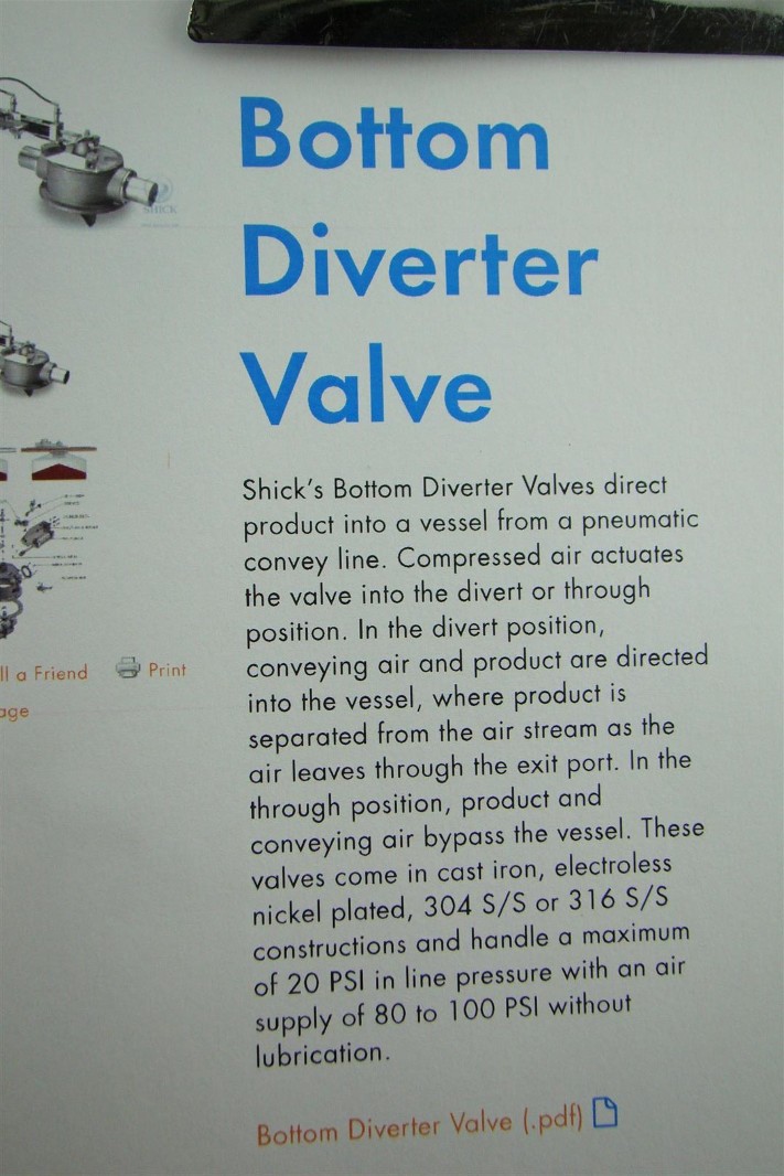 Shick 6" Stainless Dry Conveying Inline Diverter Pipe Tube Selector 