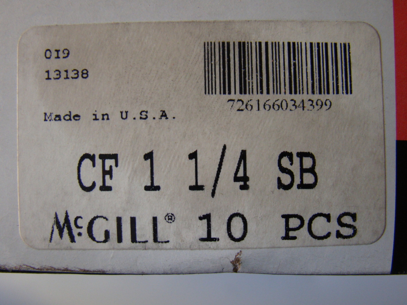 (10) McGill, Precision Bearings Cam Follower, Emerson, CF 1 1/4 SB