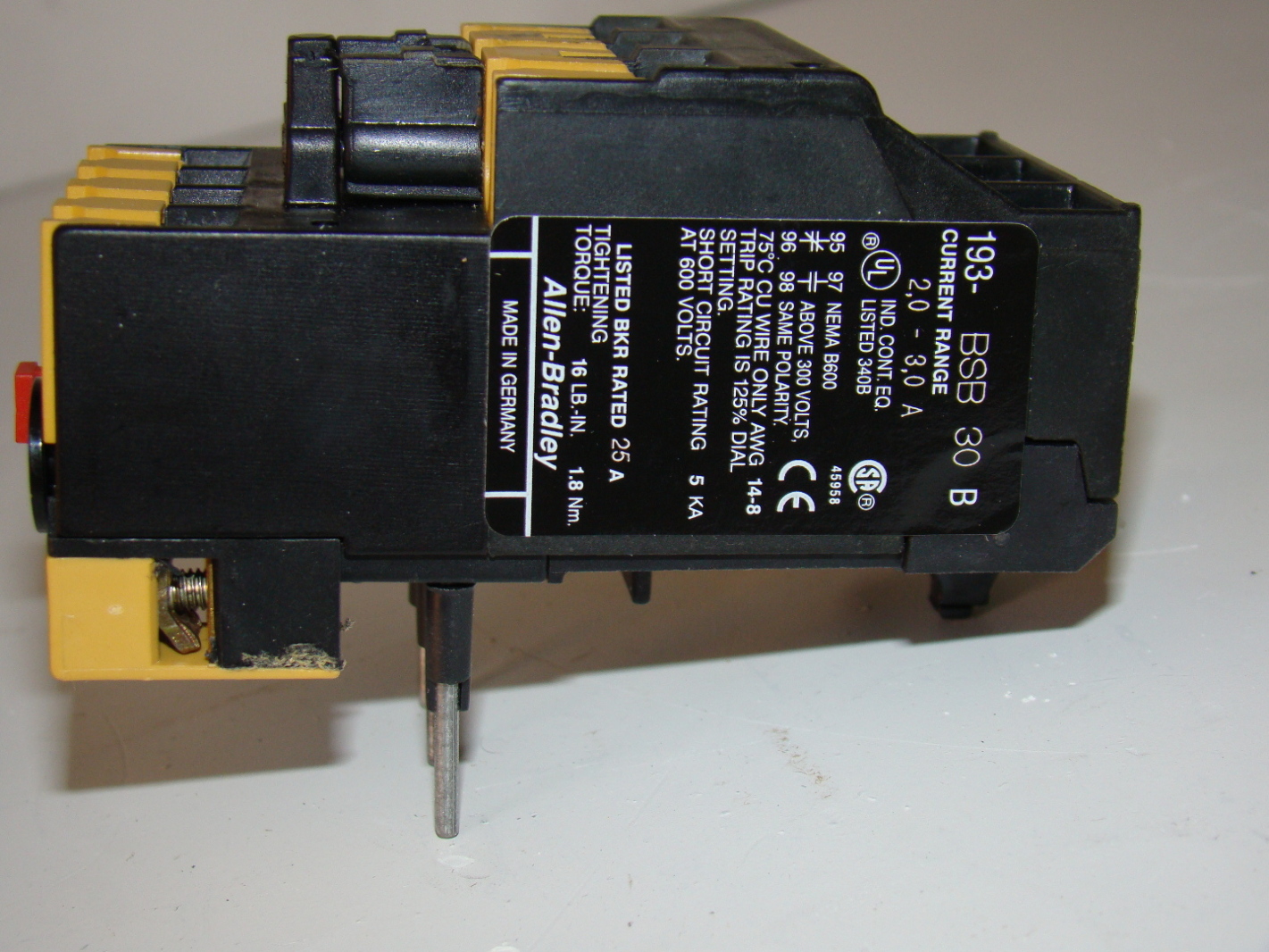 AllenBradley Bimetallic Overload Relay 193BSB30 eBay