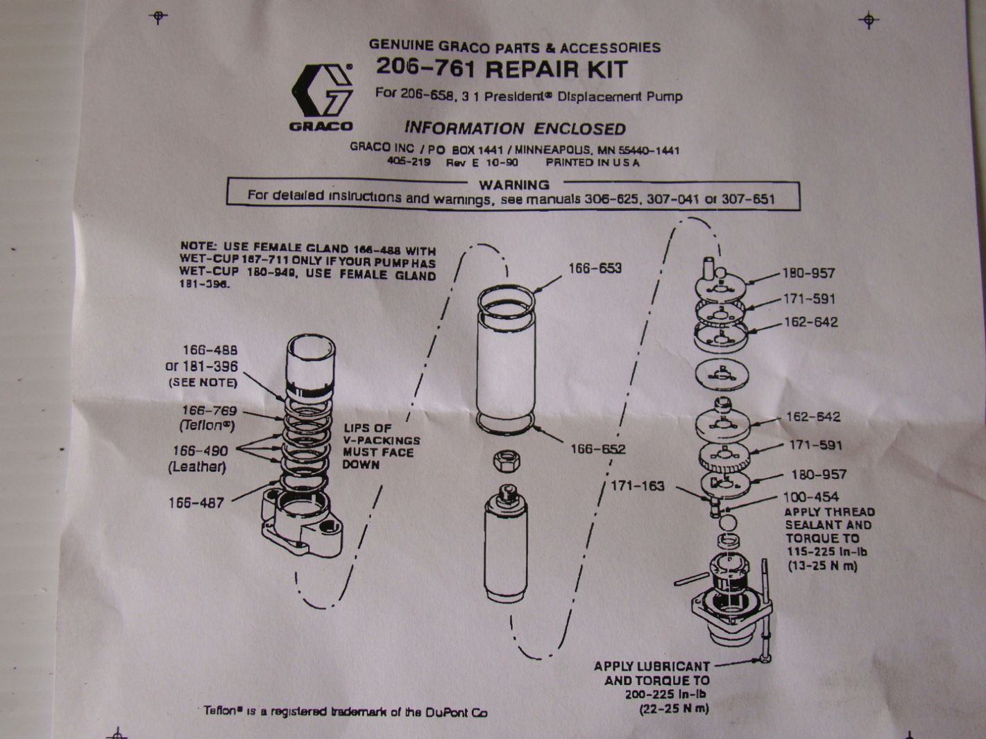 Graco 206761 Repair Kit President Displacement Pump NEW eBay