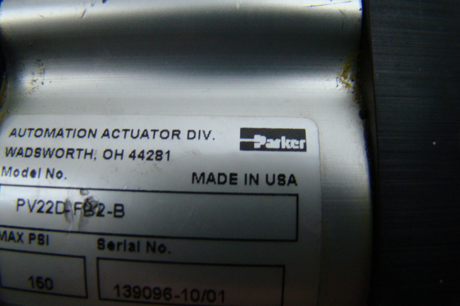 Parker 150psi Pneumatic Compact Cylinder PV22D-FB2-B