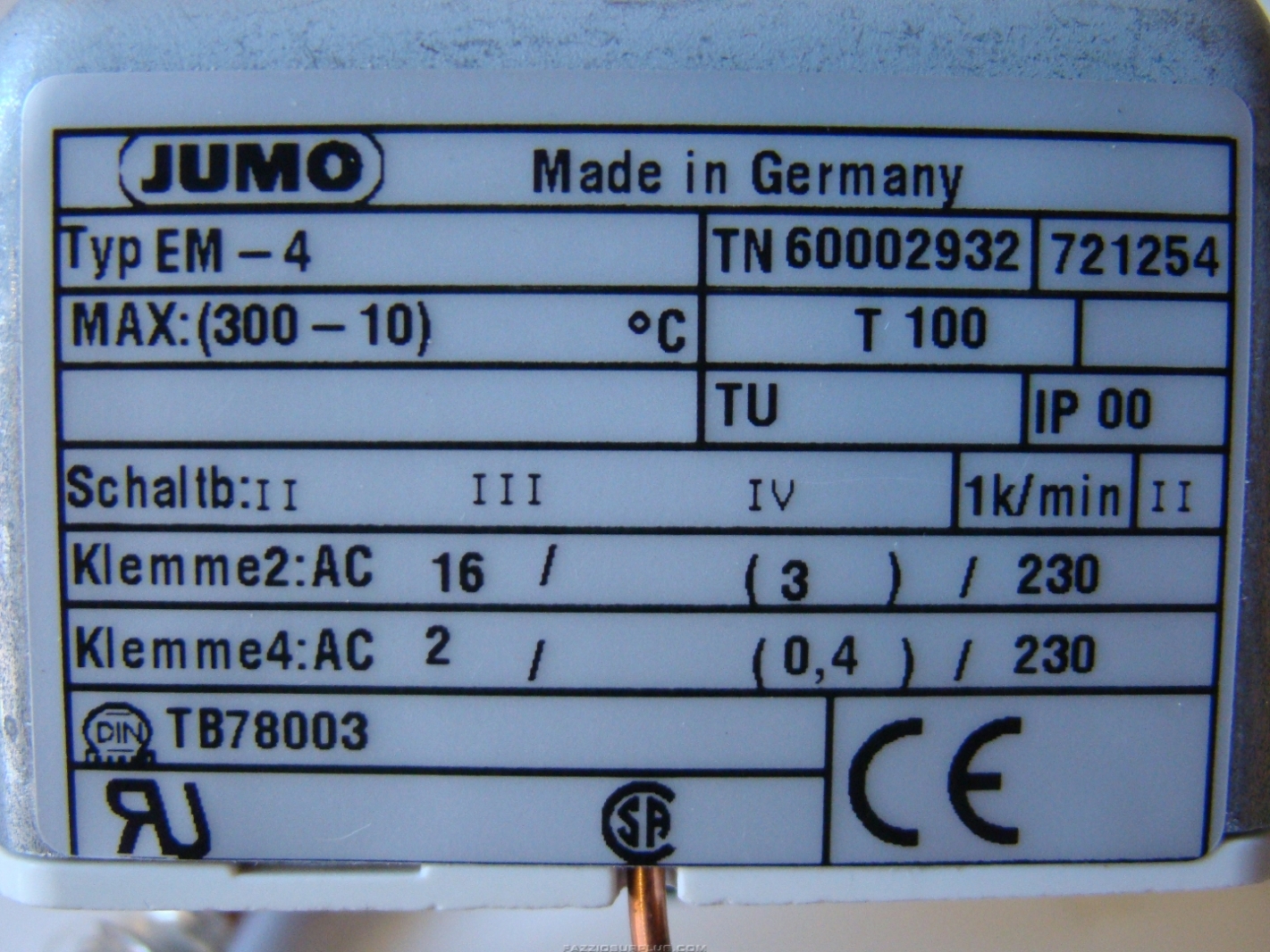 Jumo, EM Panel Mounted Thermostat EM4 TN60002932 eBay