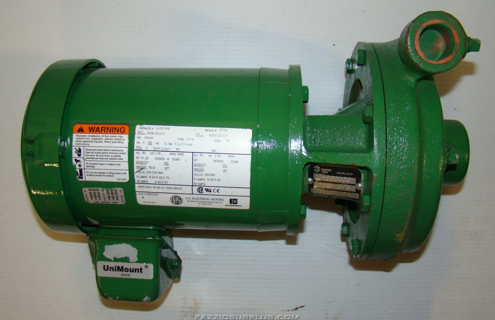 Deming Pump BF 5 Imp. Dia 3/8, 2HP 230/460v 3PH UJ2S1AM eBay