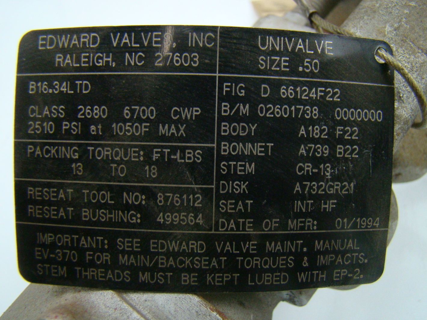 Edward Valves 1/2" Chrome Moly Class 2680 Globe Valve 66124F22 eBay