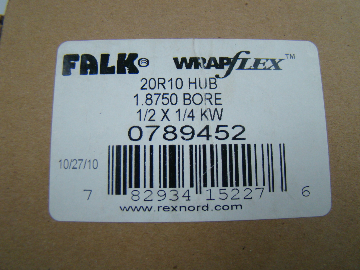 FALK WRAPFLEX 20R10 COUPLING HUB 1.8750" BORE 0789452 eBay