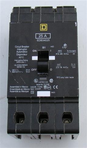 Square D - NF Panel 480v Circuit Breaker EDB34025 - 25A | eBay