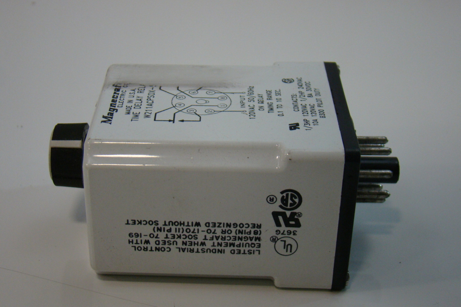 Magnecraft Electric 120V Time Delay Relay 0.1 10 Seconds W211ACPS0X5