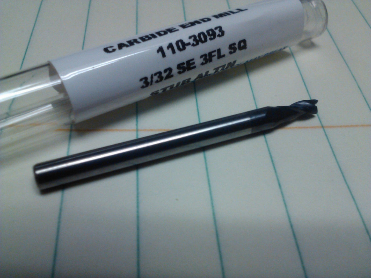 .0938/" 3//32/" 3 FLUTE SINGLE END CARBIDE END MILL
