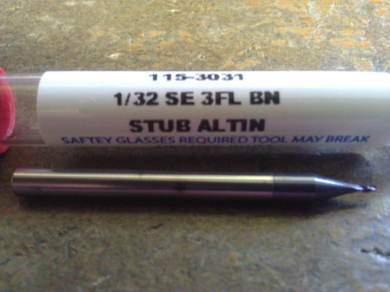.0312/" 1//32/" 2 FLUTE SINGLE END STUB LENGTH CARBIDE END MILL