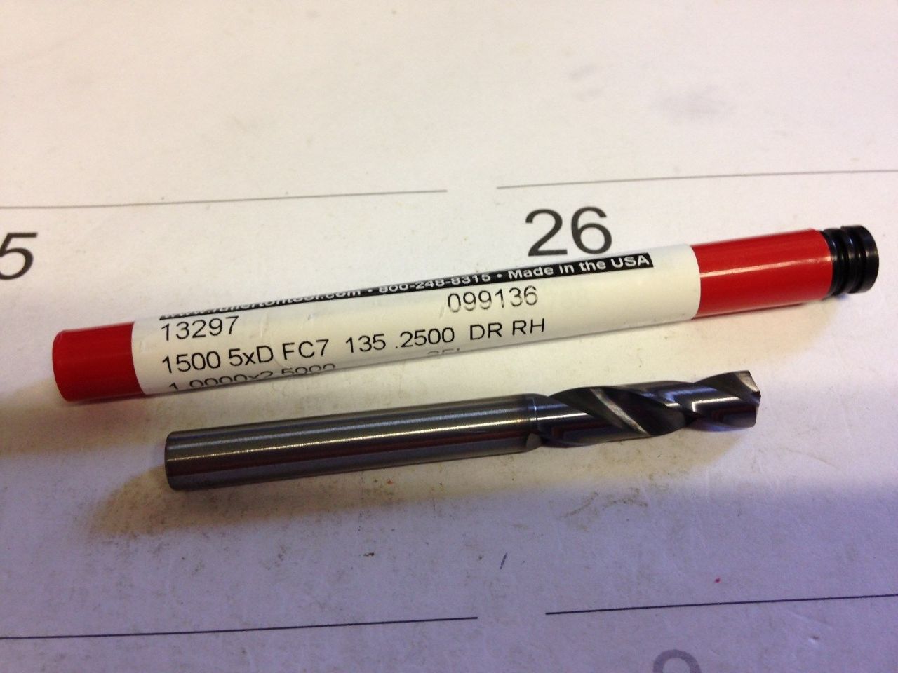 .2500 1/4" STUB LENGTH CARBIDE DRILL 1520FC7 1/4" X 1/4" X 1" X 21/2