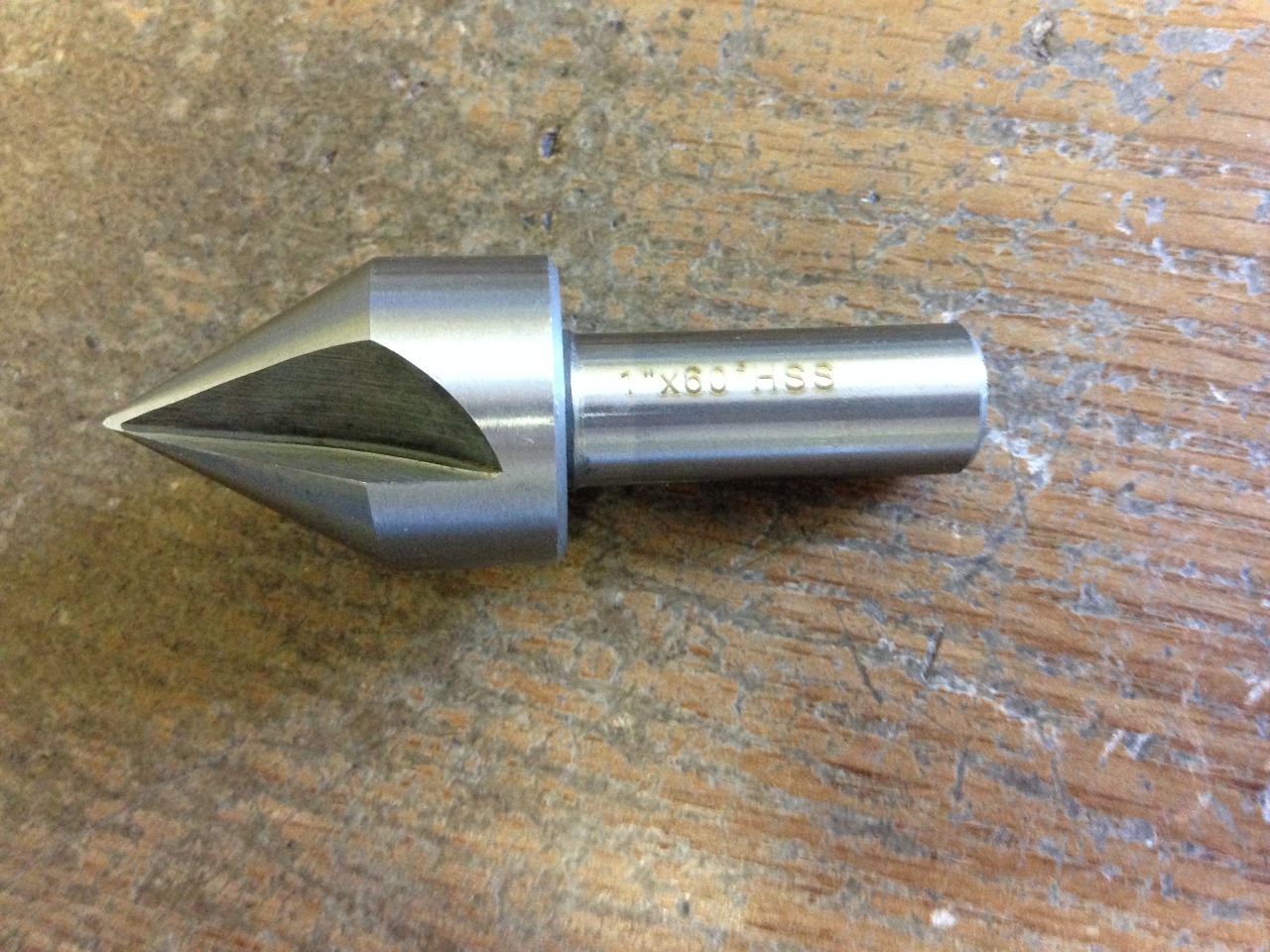 1" 60 DEGREE HIGH SPEED STEEL 3 FLUTE COUNTERSINK 1/2" SHANK North