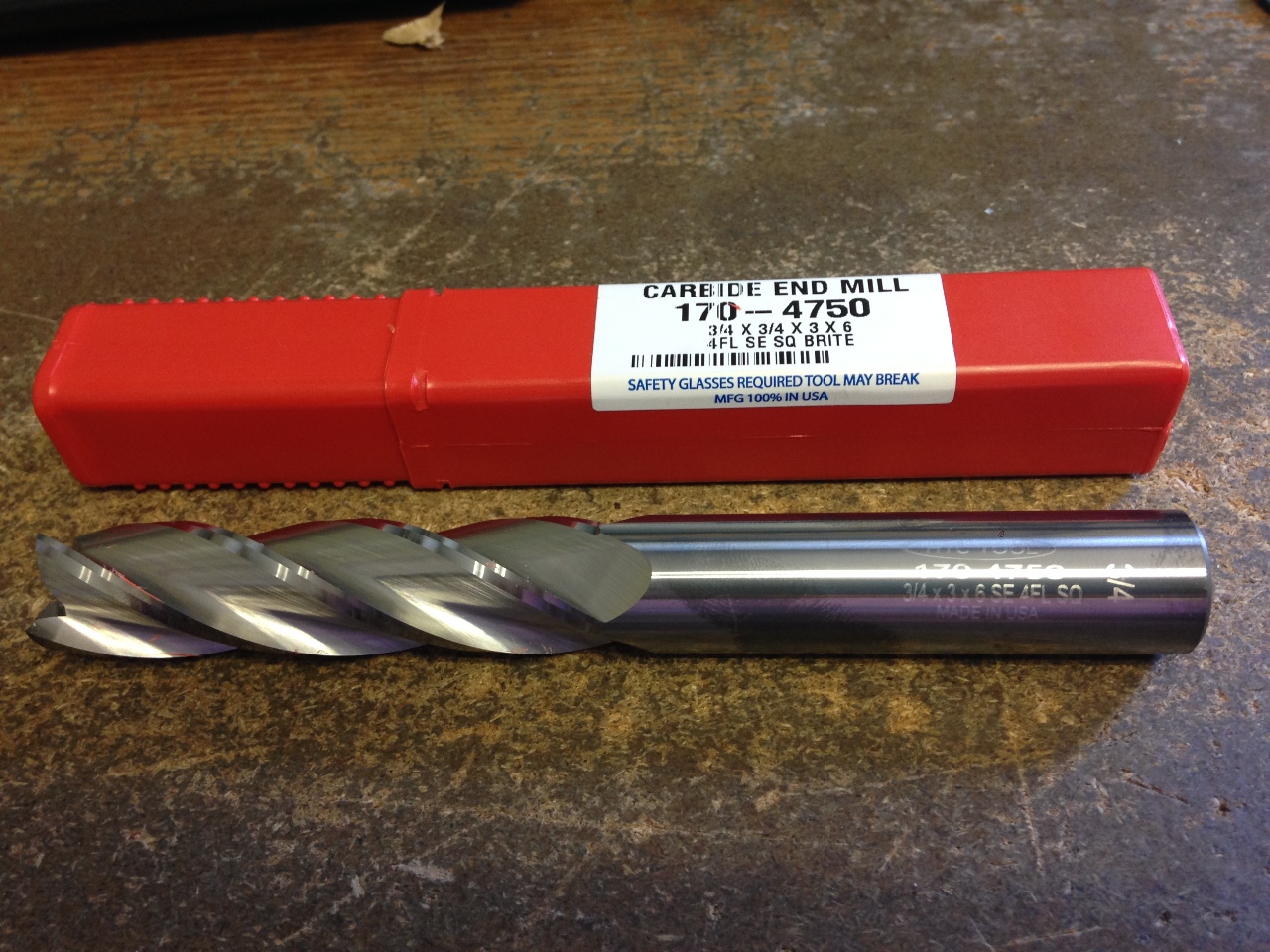 .750" 3/4" 4 FLUTE EXTRA LONG LENGTH CARBIDE END MILL 3/4" x 3/4" x 3