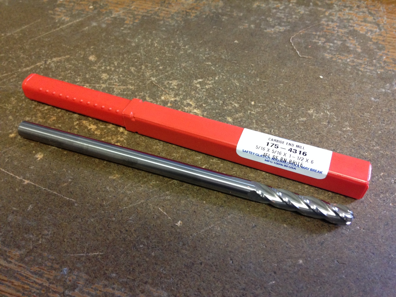 .3125/" 5//16/" 4 FLUTE SINGLE END STUB LENGTH CARBIDE END MILL