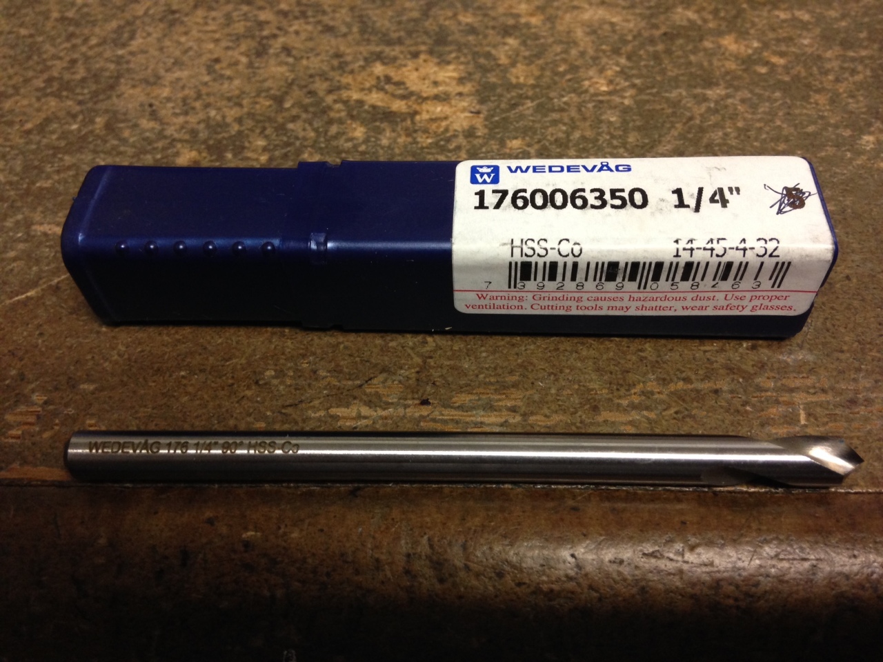 WEDEVAG 1/4" 90 DEGREE LONG HSCO SPOTTING DRILL North Bay Cutting Tools