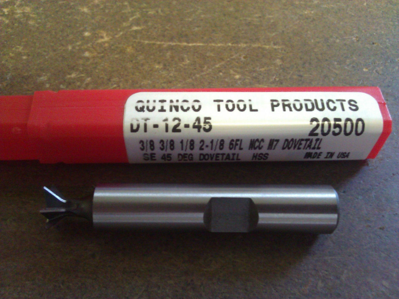 3/8" 45 DEGREE HIGH SPEED STEEL DOVETAIL CUTTER MADE IN USA!! North