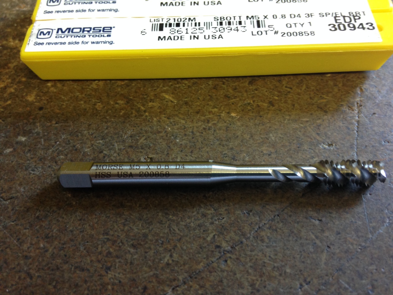 M5 X .80 D4 3 FLUTE SPIRAL FLUTE BOTTOM TAP North Bay Cutting Tools