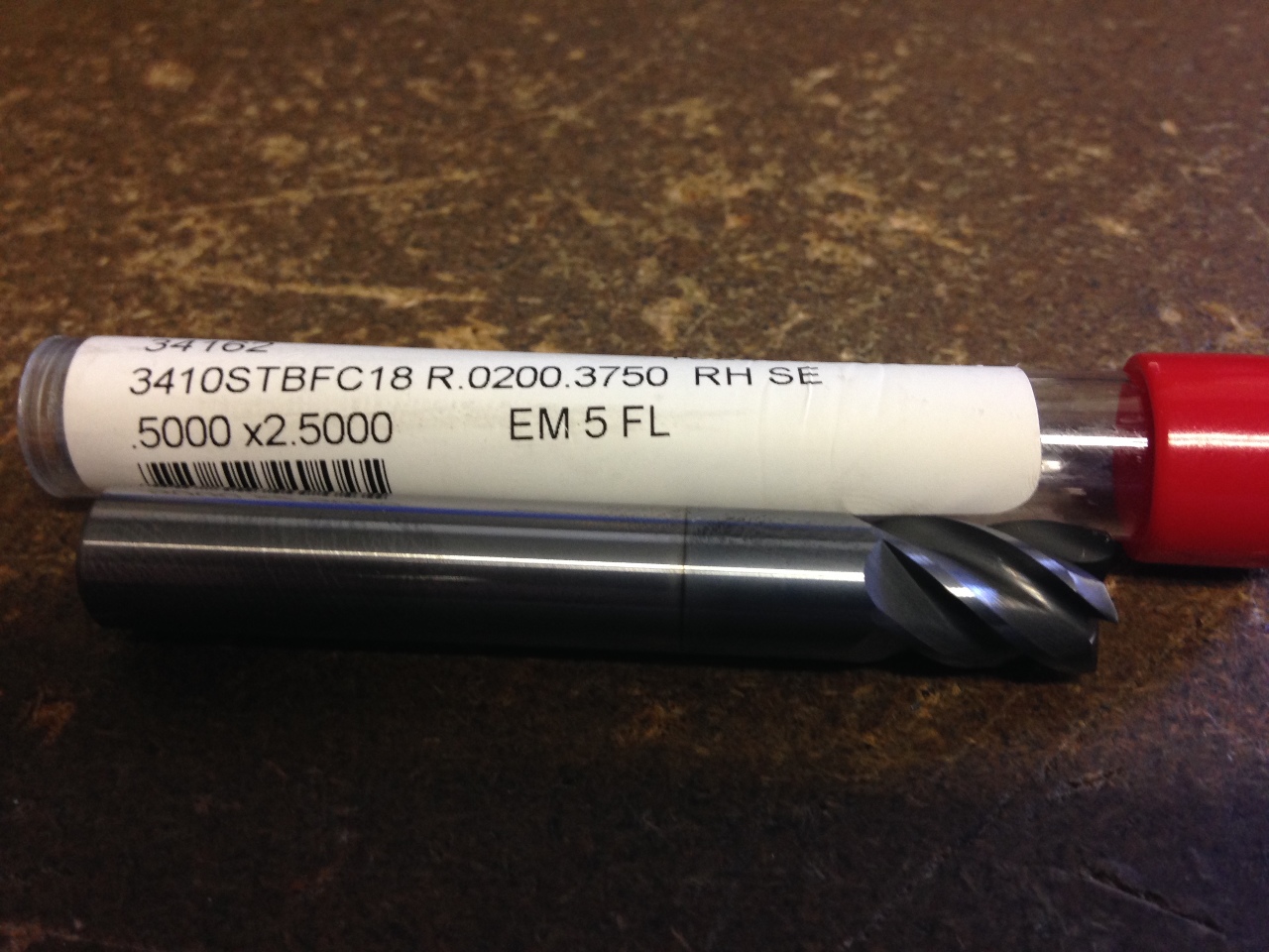 3/8" 5 FLUTE VARIABLE HELIX STUB LENGTH TiAlN .020"cr CARBIDE END MILL