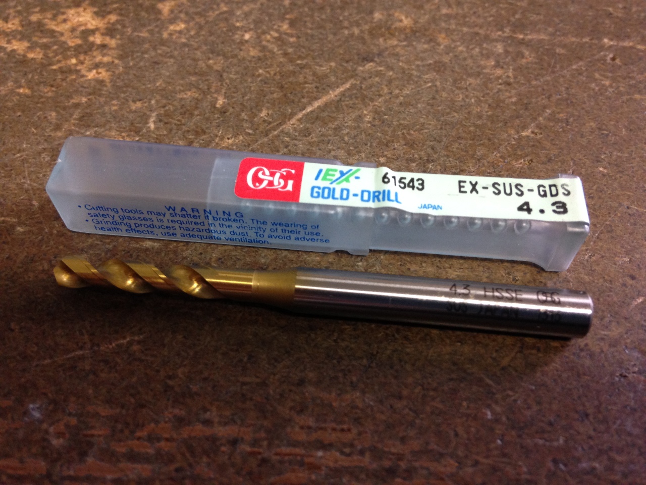.1693/" 4.3mm HSCO TiN STUB DRILL