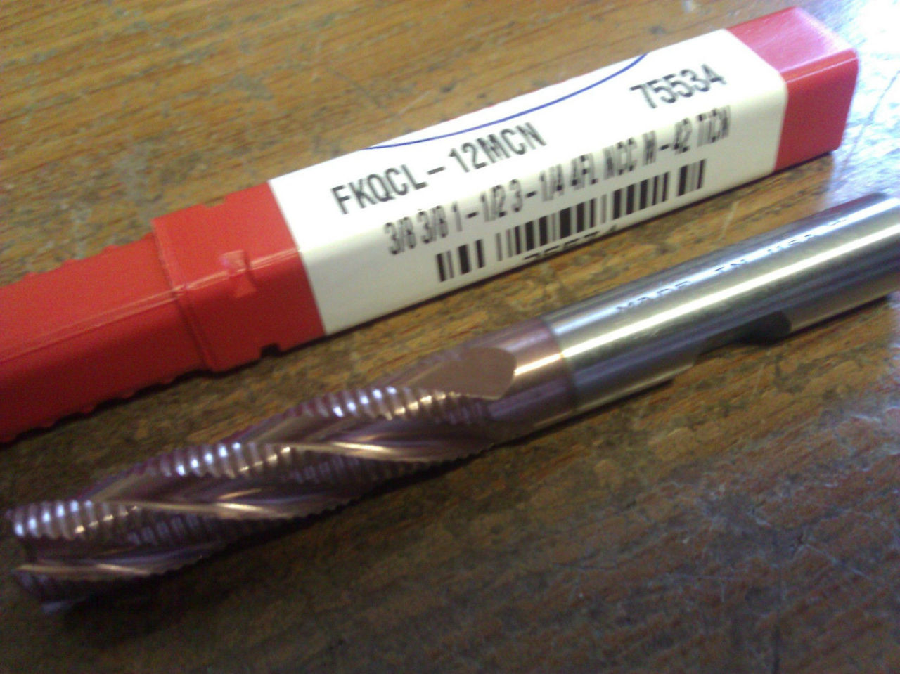 .375" 3/8" 4 FLUTE LONG LENGTH FINE PITCH TiCN HSCO ROUGHING END MILL